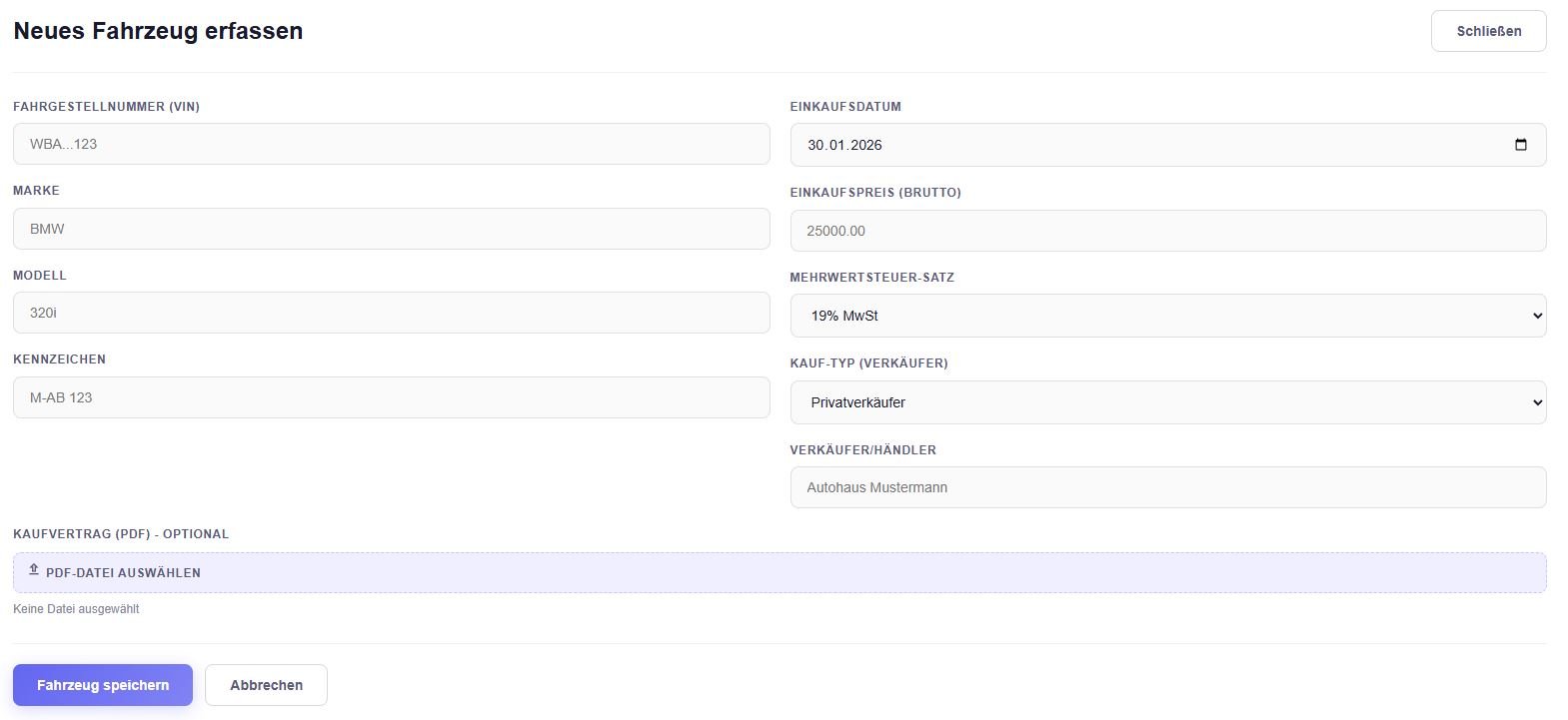 Fahrzeugbestandsverwaltung