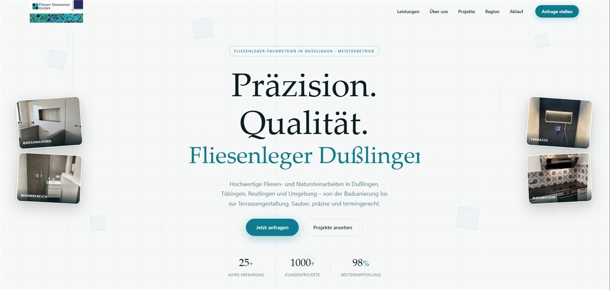Fliesen Dessecker Website – Projektgalerie und Terminanfrage