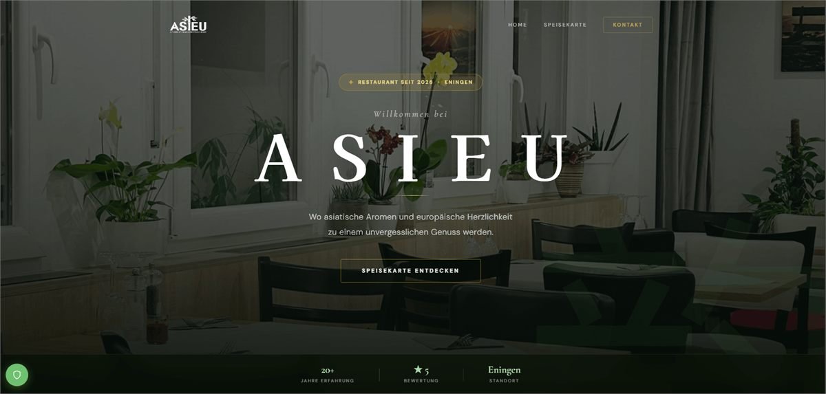 Asieu Restaurant Website - Webdesign und Local SEO