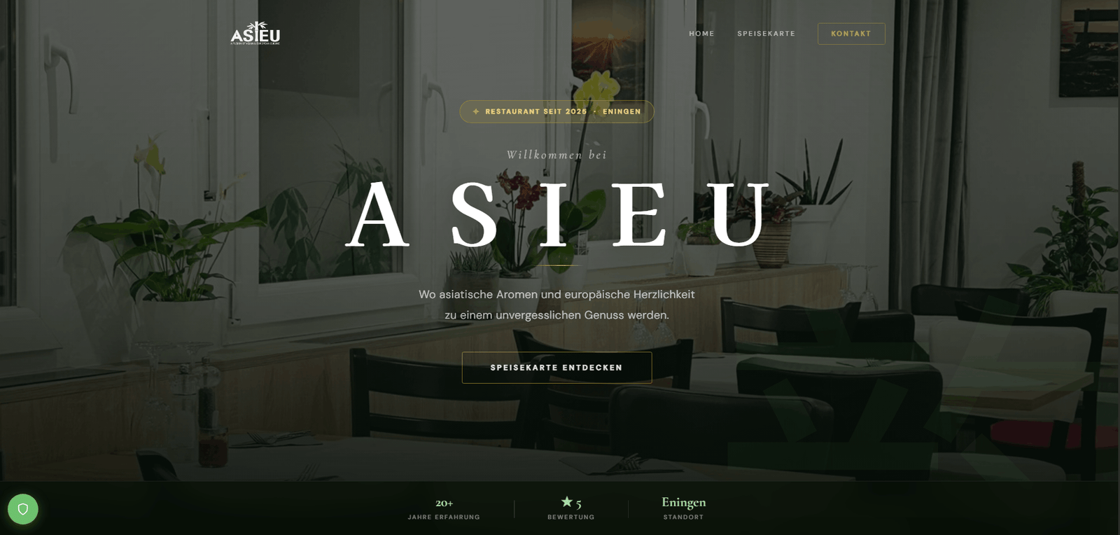 Asieu Restaurant Website - Webdesign und Local SEO