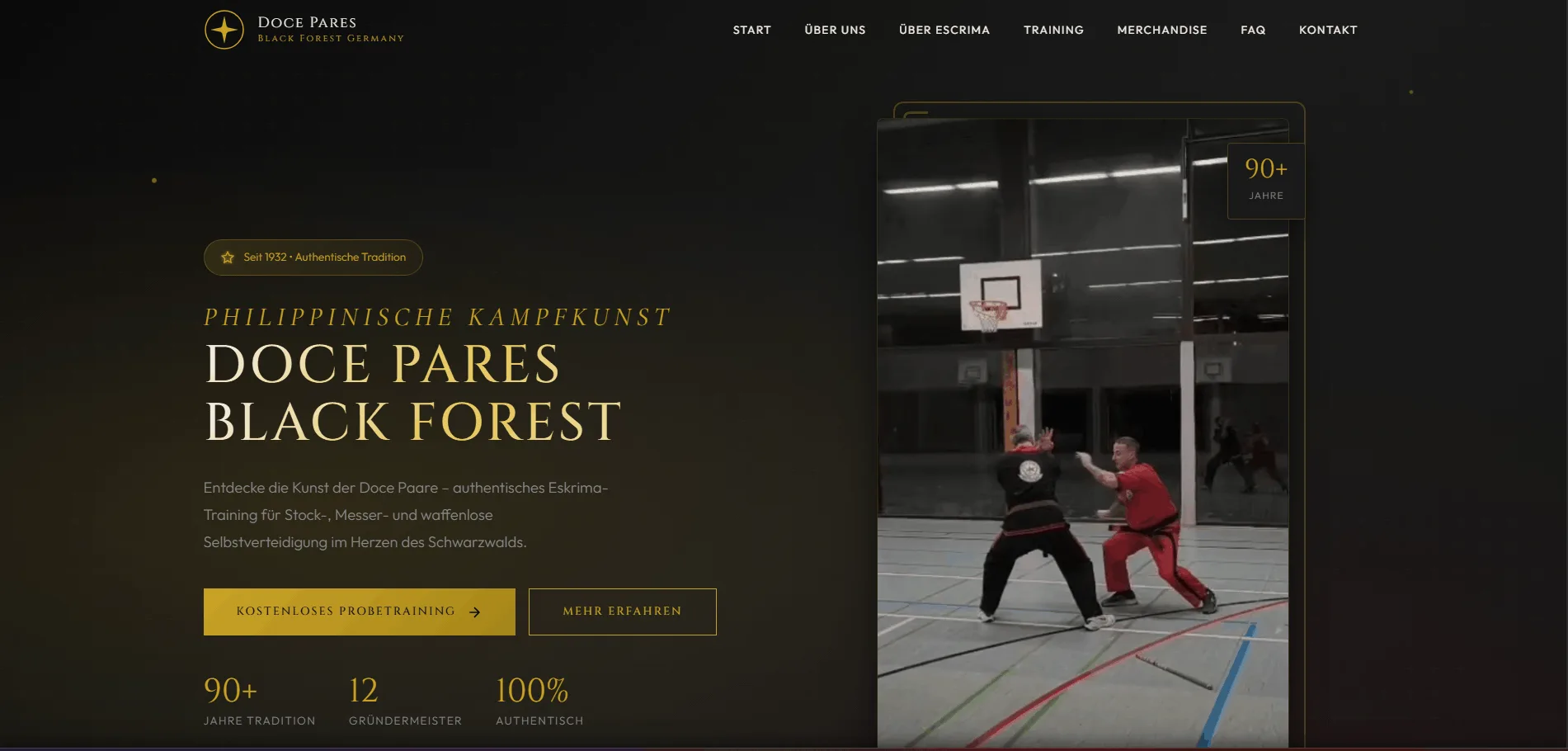 Doce Pares Black Forest Kampfkunstschule Website - Webdesign mit Animation