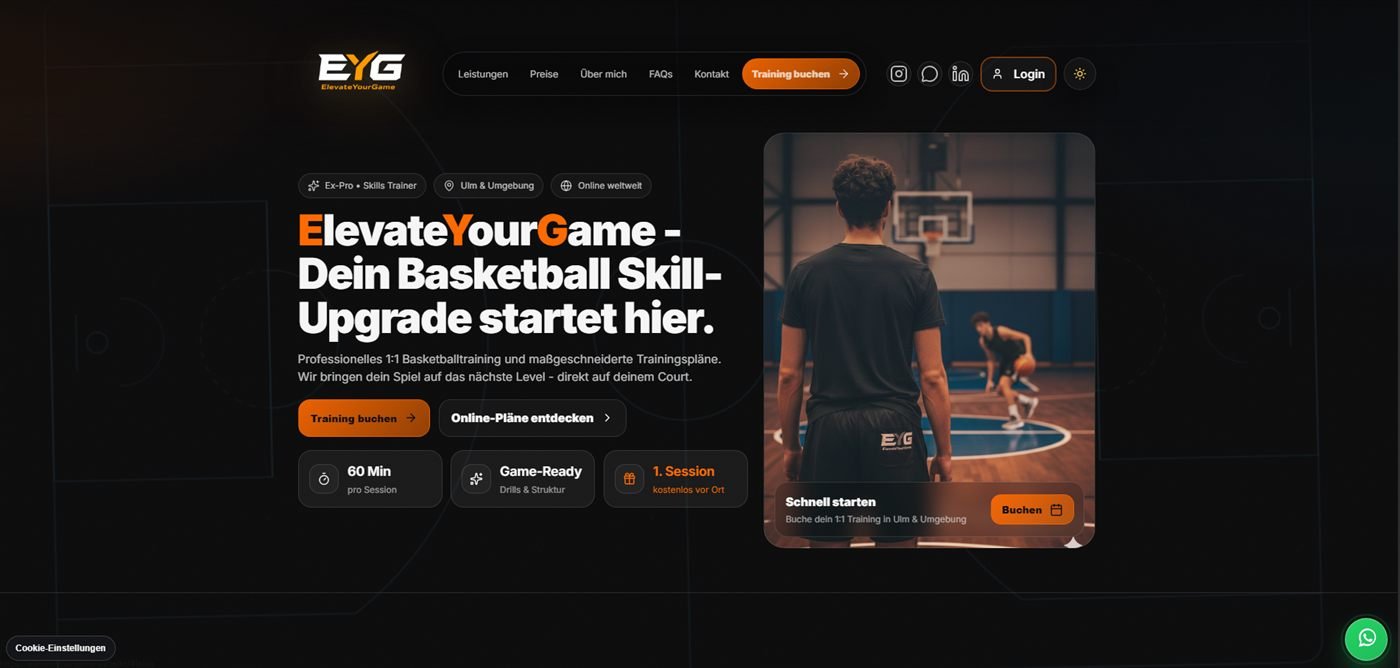 EYG Basketballcoaching Website – Responsive Design und Buchungssystem