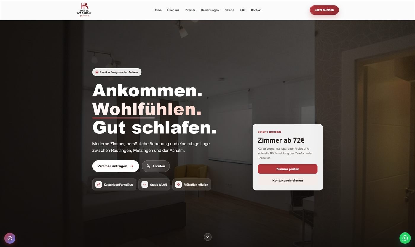 Hotel Garni Eningen Website – Webdesign und Buchungsintegration