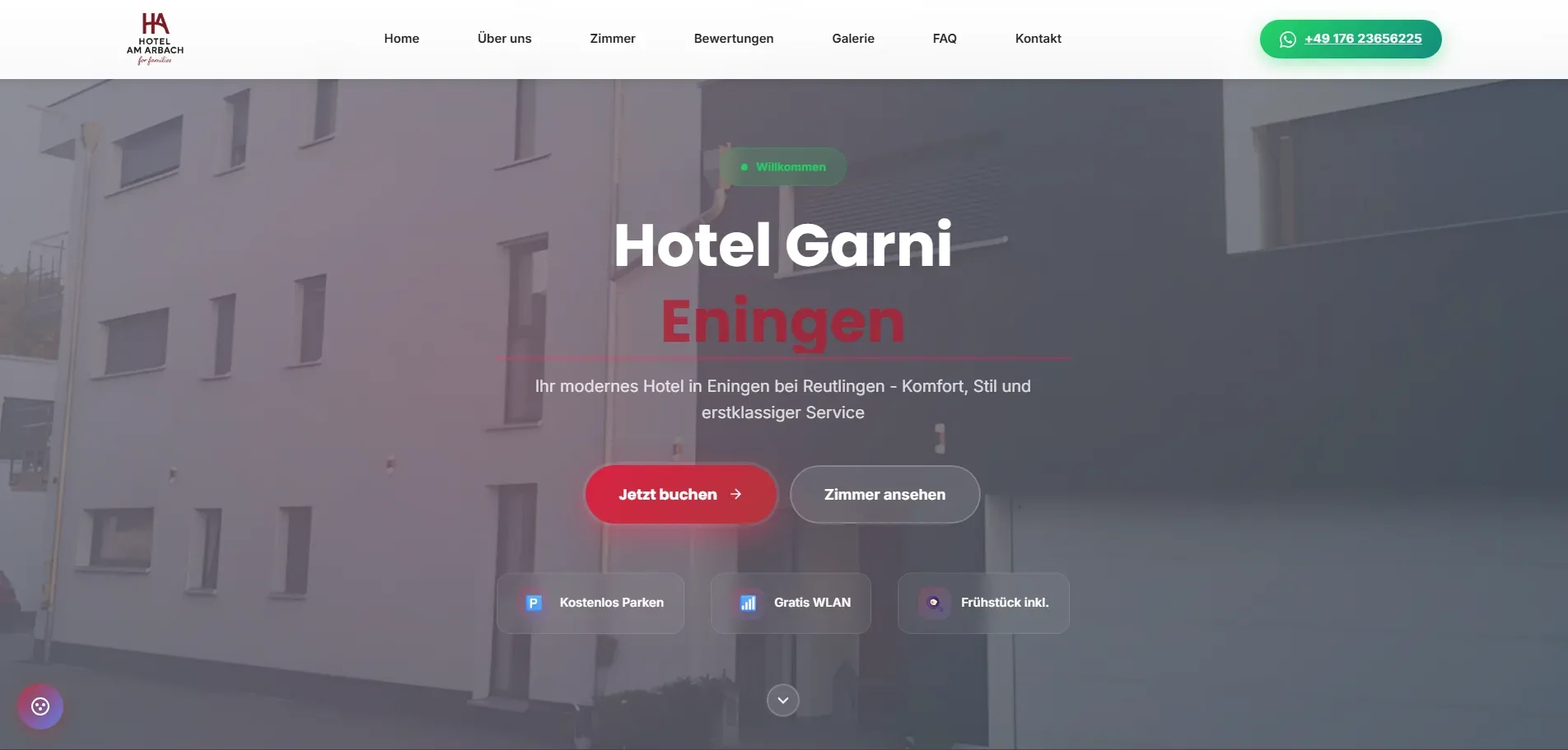 Hotel Garni Eningen Website - Webdesign und Buchungsintegration
