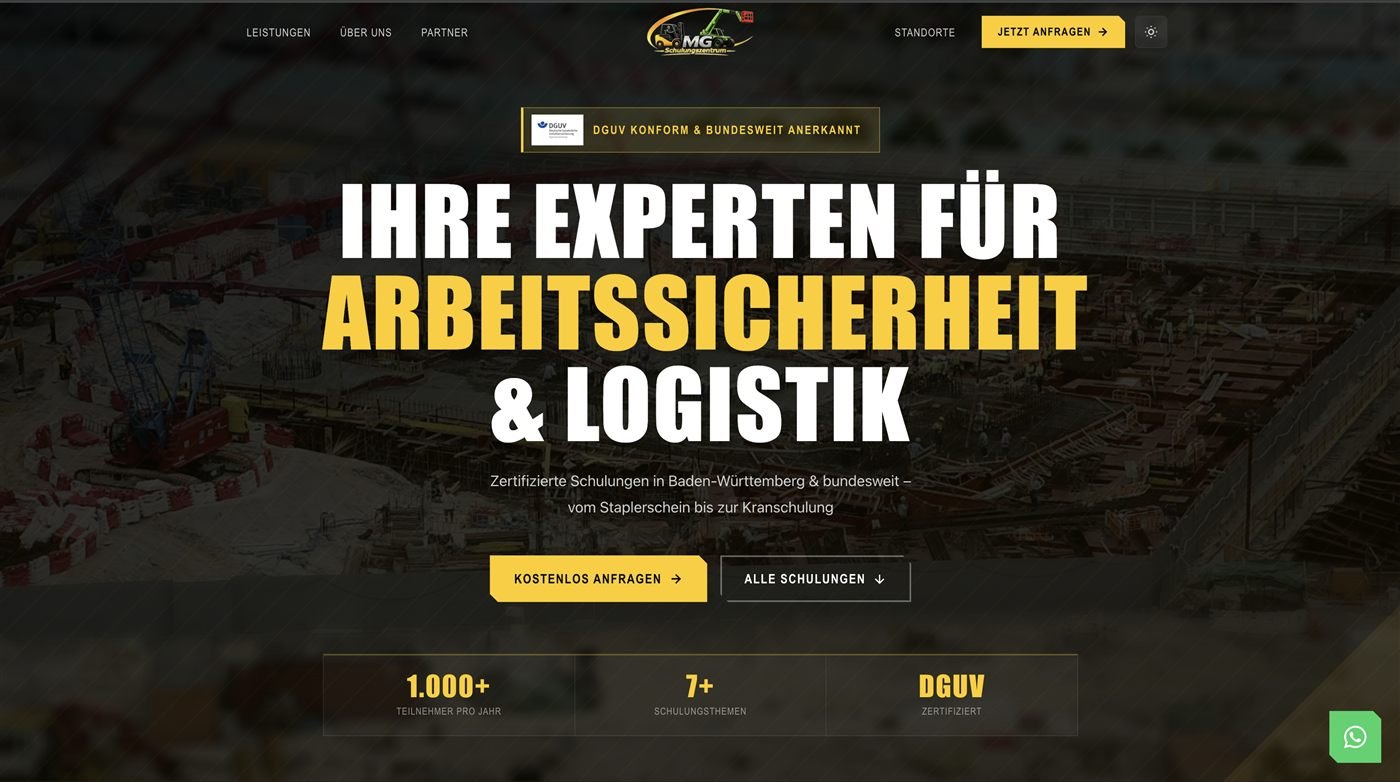 MG Schulungszentrum Website – Kurs- und Seminarbuchung