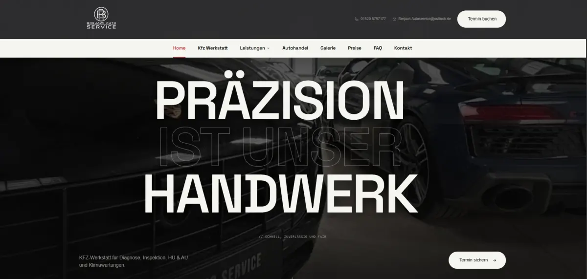 Brejawi Autoservice Website – KFZ-Werkstatt mit Terminbuchung