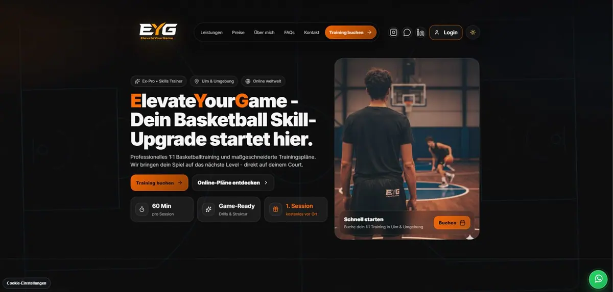 EYG Basketballcoaching Website – Responsive Design und Buchungssystem