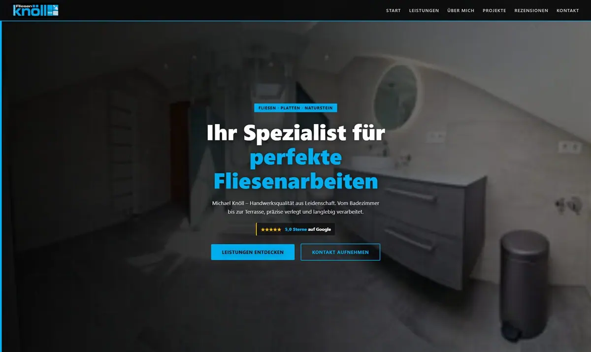 Fliesen Knöll Website – Referenzgalerie und Leistungsübersicht