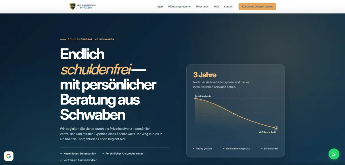Schuldnerberatung Schwaben Website