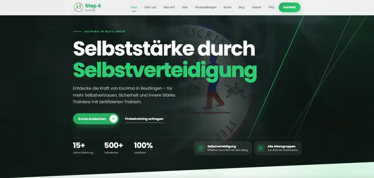 Step 4 Escrima Website – Responsive Design und Gallery